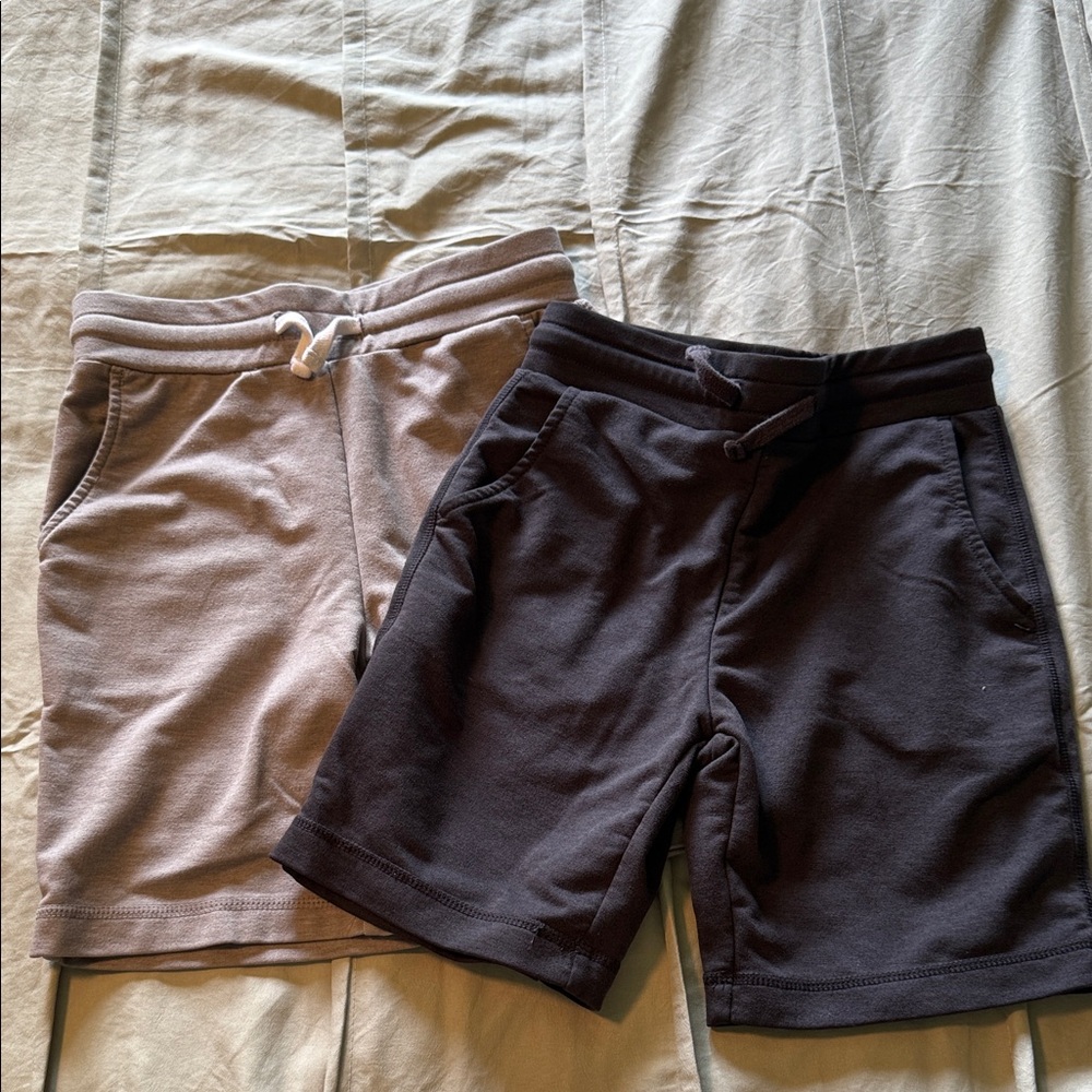 Kids Cotton Drawstring Shorts - Black and Light Gray